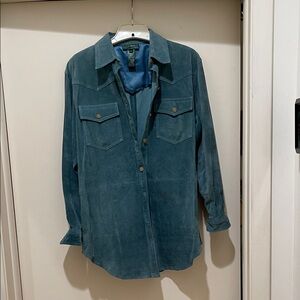 Ralph Lauren Teal Suede Leather Jacket